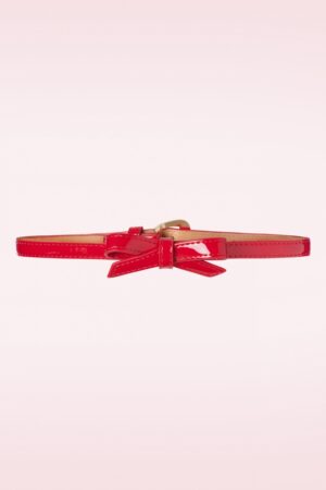Gold Rush Lacquer Bow Belt in Lippenstiftrot