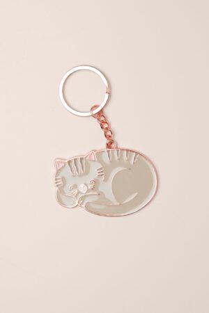 Grey Cat emaillierter Schlüsselanhänger