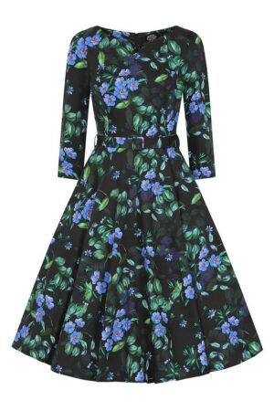 Hearts & Roses London A-Linien-Kleid Amira Floral Swing Retro Vintage Blumen 50er