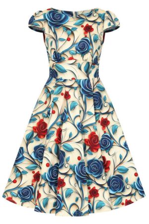Hearts & Roses London A-Linien-Kleid Elowen Floral Swing Dress Retro Vintage Fit-N-Flare 50er