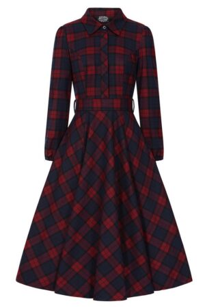 Hearts & Roses London A-Linien-Kleid Kim Tartan Retro Vintage Fit-N-Flare 50er