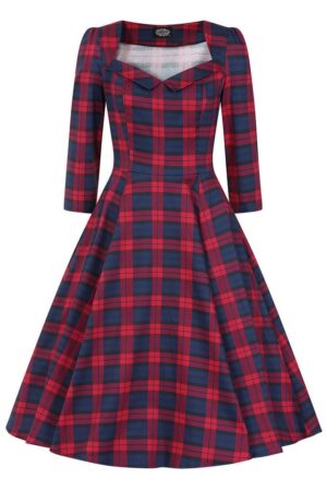 Hearts & Roses London A-Linien-Kleid Margot Tartan Kariert Vintage Retro 50er