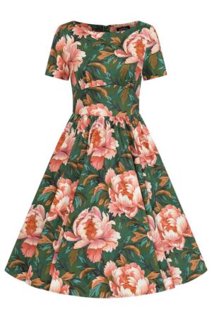 Hearts & Roses London A-Linien-Kleid Norah Floral Retro Vintage Fit-N-Flare 50er