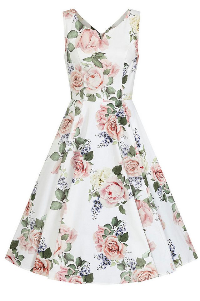 Hearts & Roses London A-Linien-Kleid Vera Floral Rose Retro Vintage Fit-N-Flare 50er