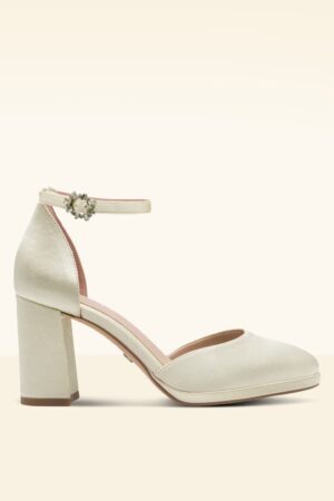 I Do Satinpumps in Perlglanz-Creme