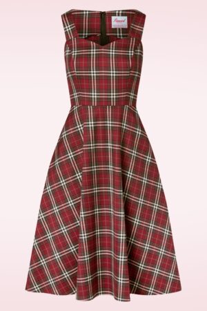 Kariertes Swing Winterkleid in Rot