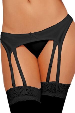 Lau-Fashion Strapsgürtel Strapshalter Strumpfgürtel Dessous Schwarz Panty mit String Gogo S/XL