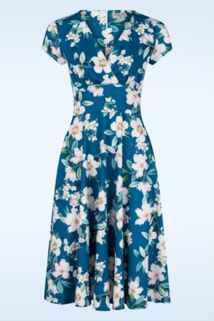 Miley Flower Swing Kleid in Blau.