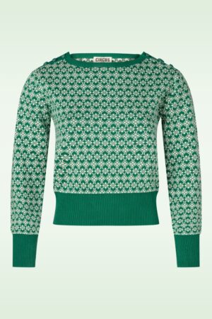 Pearl gestrickter Pullover in Waldgrün.