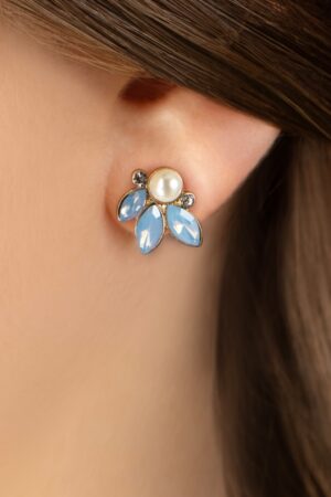 Pearly Leaves Ohrringe in Blau