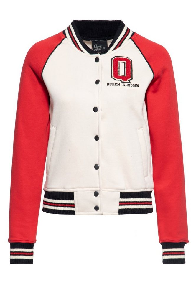 QueenKerosin Collegejacke Q (1-St) mit Kontrast Raglan-Ärmeln