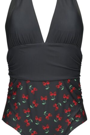 Rock Rebel by EMP - Rock Badeanzug - Skull Cherry Swimsuit - S - für Damen - Größe S - schwarz
