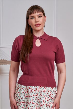 Rosanna Baumwoll-Strickoberteil in Weinrot