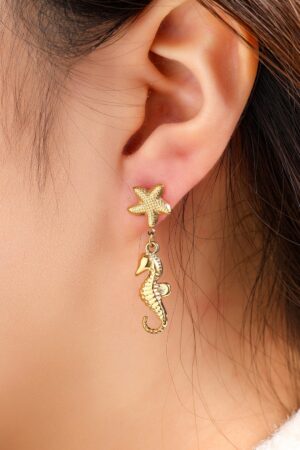 Seahorse Starfish Ohrringe in Gold