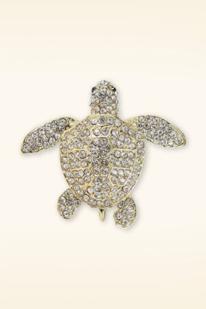 Sparkly Turtle Brosche in Gold