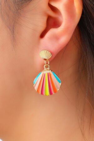 Striped Shell Ohrringe in Gold