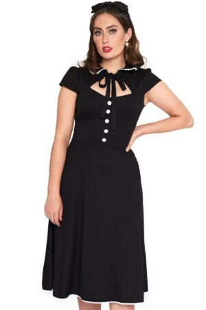 Voodoo Vixen A-Linien-Kleid White Trim Vintage Two Tone Retro Bubikragen