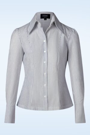 Agnes Gestreifte Bluse in Weiß und Marineblau