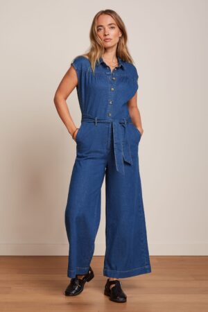 Amy Chambray Jumpsuit in Denim Blau