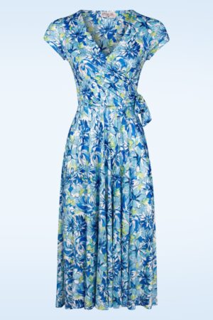 Andi Blumen Swing Kleid in Blau