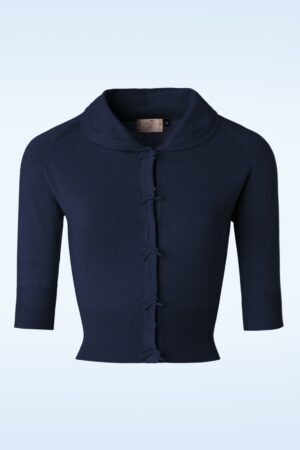 April Bow Cardigan in Nachtblau