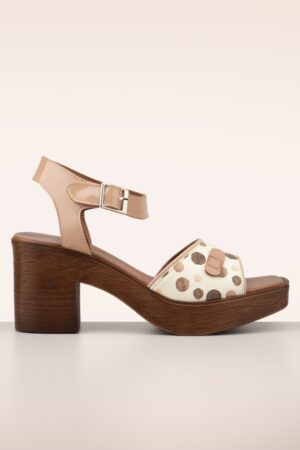 Aruba Leder Plateau Sandalen in Creme und Braun