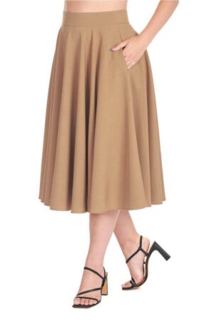 Banned A-Linien-Rock Sway Swing Tan Retro Vintage Skirt