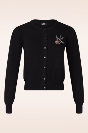 Cherry Knit Cardigan in Schwarz