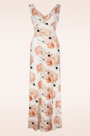 Deveny Crane Birds Maxikleid in Off White