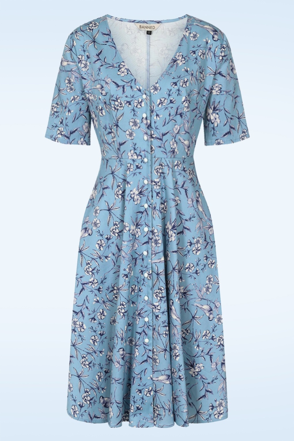 Emilia Toile Swing Kleid in Hellblau