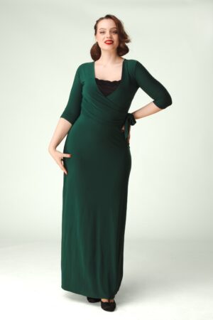 Exklusiv bei Topvintage ~ Annika Slinky Maxikleid in Waldgrün