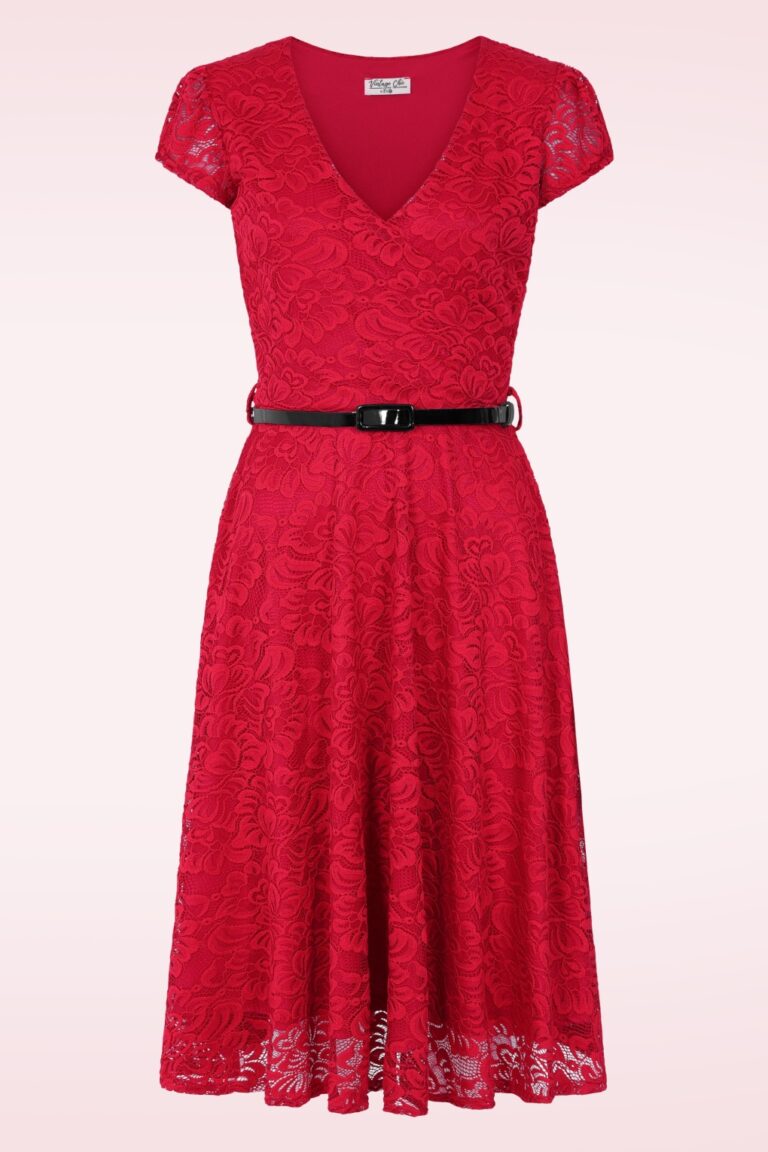 Exklusiv bei Topvintage ~ Carina Lace Swingkleid in Rot