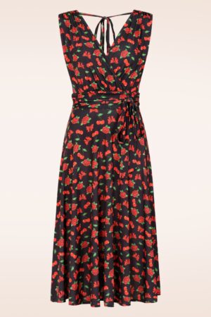 Exklusiv bei Topvintage ~ Jane Cherry Swingkleid Schwarz und Rot