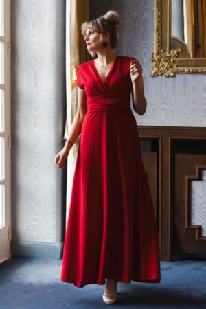 Exklusiv bei Topvintage ~Rinda Maxikleid in Lippenstiftrot