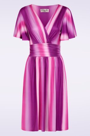 Exklusiv bei Topvintage ~ Sadie Faded Stripes Swingkleid in Violett