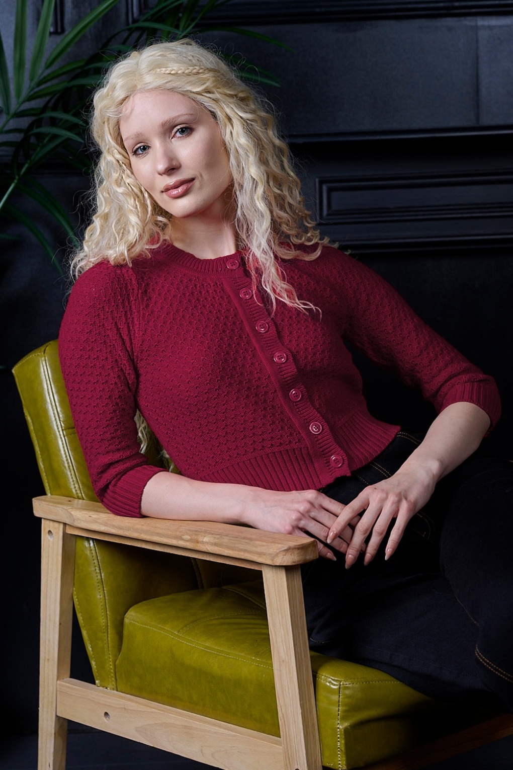 Fara Baumwoll-Cardigan in Weinrot