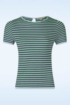 Faye Stripe Strickoberteil in Himmelblau