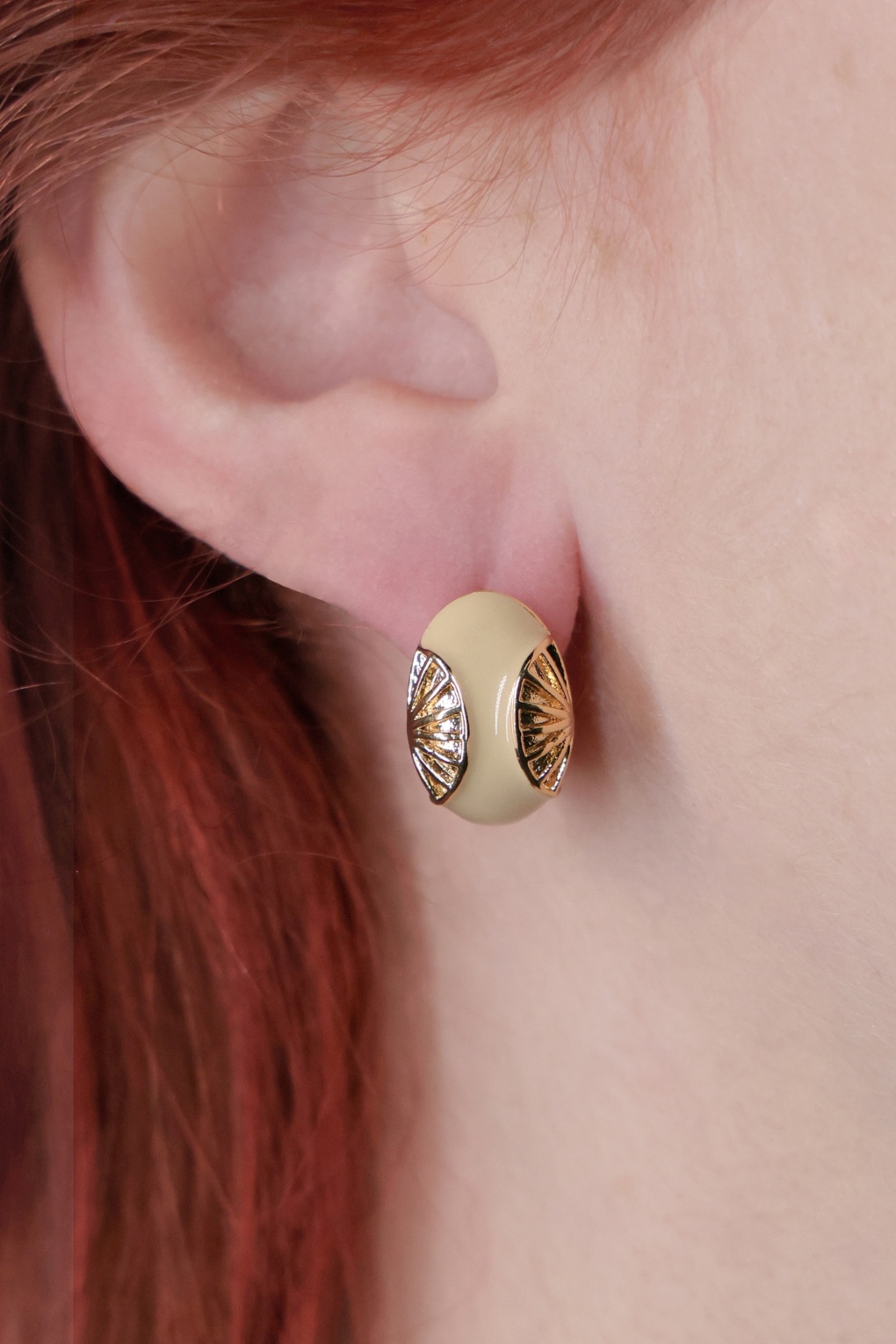 Garbo Goldplated Earrings in Ecru