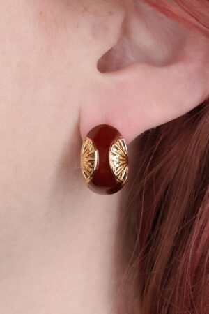Garbo Goldplated Earrings in Maroon