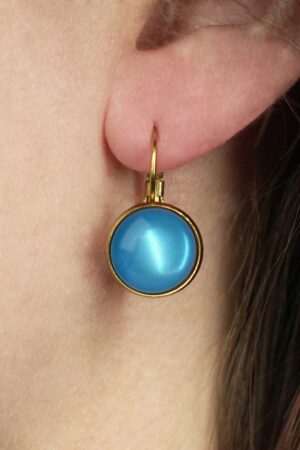 Goldplated Dot Earrings in Blue