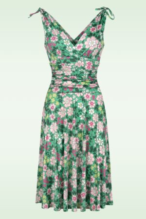 Grecian Floral Kleid in Grün und Multi