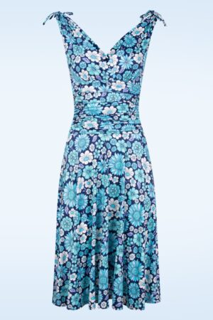 Grecian Floral Swing Kleid in Blau.