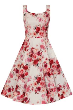 Hearts & Roses London A-Linien-Kleid Scarlett Bloom Rose Rosen Vintage Retro 50er