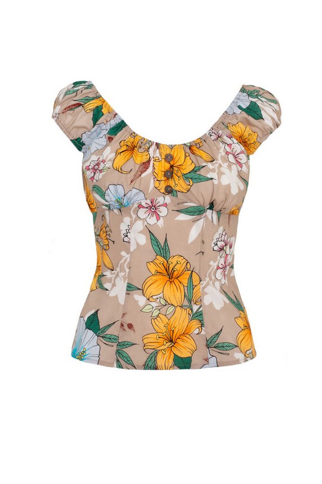 Hell Bunny Shirttop Pattaya Vintage Retro Oberteil Tropisch Blumen Sommertop