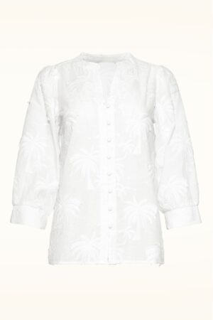 Isla Palm Bestickte Baumwollbluse in Weiß