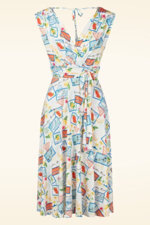 Jane Aloha Swing Kleid in Weiß und Multi