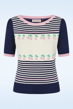 Jolene Cherries Pullover in Marineblau