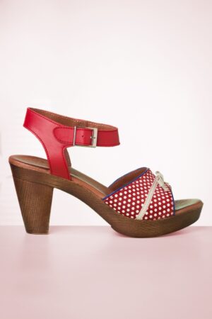 Karina Leder Plateau-Sandalen in Rot