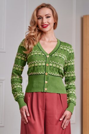 Kitty Bloom Cardigan in Grün