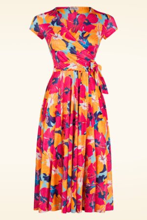 Layla Floral Wickelkleid in Orange und Multi